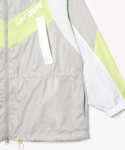 Lacoste Jackets & Coats-Oversized Hooded Colourblock Jacket With Adjustable Waist