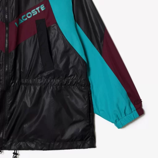 Lacoste Jackets & Coats-Oversized Hooded Colourblock Jacket With Adjustable Waist