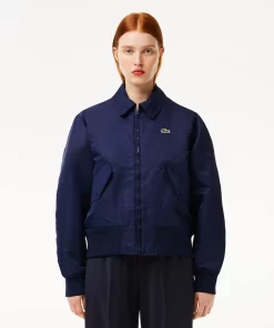 Lacoste Jackets & Coats-Oversized Logo Back Nylon Bomber Jacket