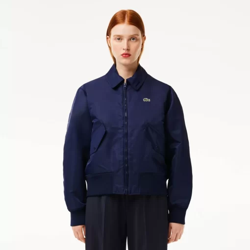 Lacoste Jackets & Coats-Oversized Logo Back Nylon Bomber Jacket