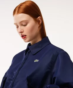 Lacoste Jackets & Coats-Oversized Logo Back Nylon Bomber Jacket