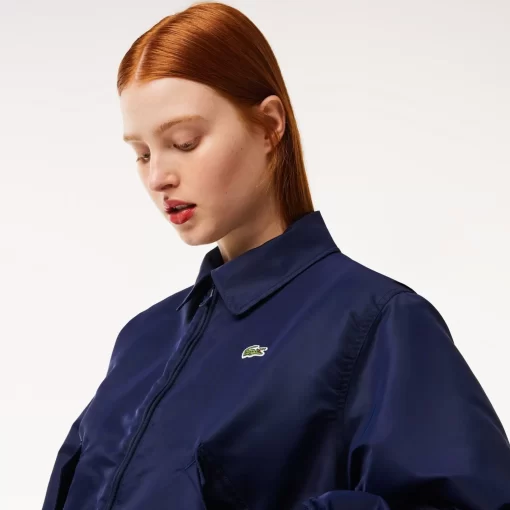 Lacoste Jackets & Coats-Oversized Logo Back Nylon Bomber Jacket