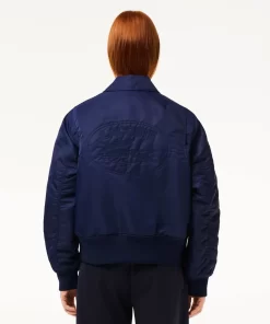 Lacoste Jackets & Coats-Oversized Logo Back Nylon Bomber Jacket