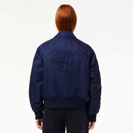 Lacoste Jackets & Coats-Oversized Logo Back Nylon Bomber Jacket