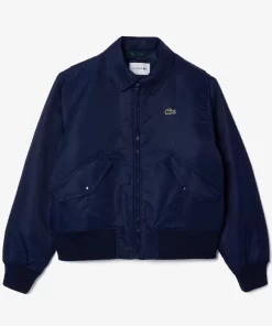 Lacoste Jackets & Coats-Oversized Logo Back Nylon Bomber Jacket