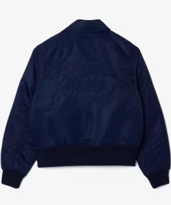 Lacoste Jackets & Coats-Oversized Logo Back Nylon Bomber Jacket