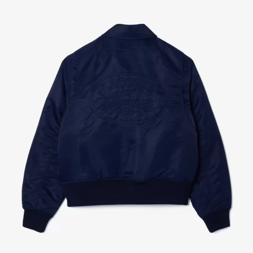 Lacoste Jackets & Coats-Oversized Logo Back Nylon Bomber Jacket