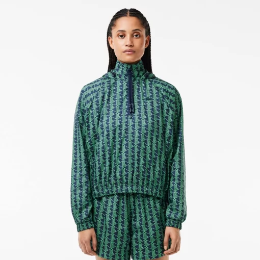 Lacoste Jackets & Coats-Oversized Monogram Taffeta Pull-On Jacket