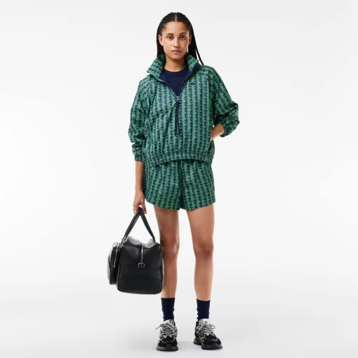 Lacoste Jackets & Coats-Oversized Monogram Taffeta Pull-On Jacket