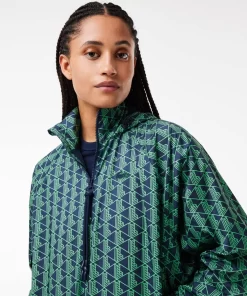 Lacoste Jackets & Coats-Oversized Monogram Taffeta Pull-On Jacket