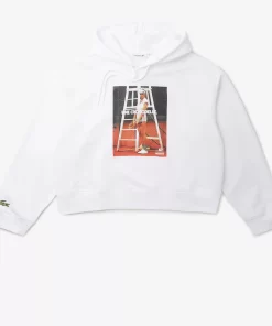 Lacoste Sweatshirts-Oversized Printed Fleece Hoodie