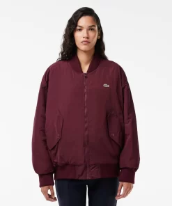 Lacoste Jackets & Coats-Oversized Ribbed Cuff Taffeta Bomber Jacket