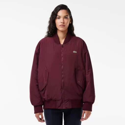 Lacoste Jackets & Coats-Oversized Ribbed Cuff Taffeta Bomber Jacket