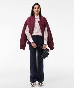 Lacoste Jackets & Coats-Oversized Ribbed Cuff Taffeta Bomber Jacket