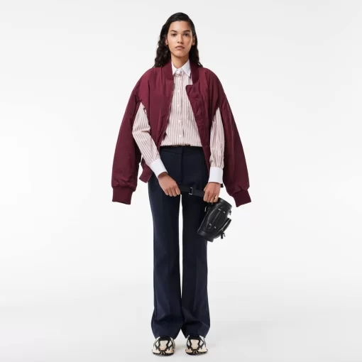 Lacoste Jackets & Coats-Oversized Ribbed Cuff Taffeta Bomber Jacket