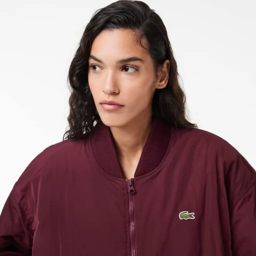 Lacoste Jackets & Coats-Oversized Ribbed Cuff Taffeta Bomber Jacket