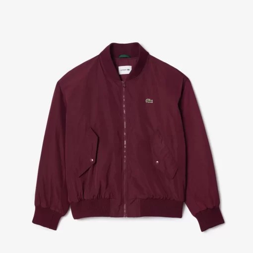 Lacoste Jackets & Coats-Oversized Ribbed Cuff Taffeta Bomber Jacket