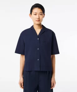 Lacoste Shirts & Tops-Oversized Short Sleeved Cotton Shirt