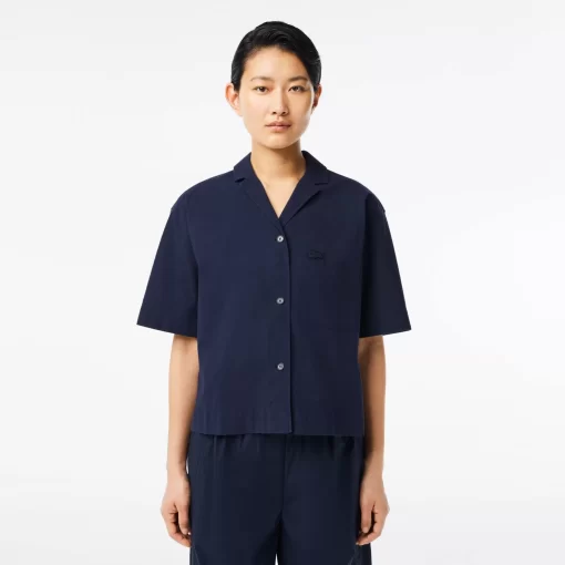 Lacoste Shirts & Tops-Oversized Short Sleeved Cotton Shirt