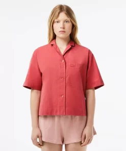 Lacoste Shirts & Tops-Oversized Short Sleeved Cotton Shirt