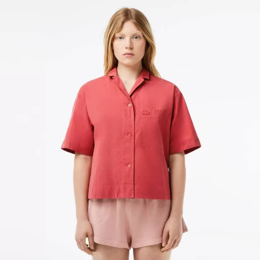 Lacoste Shirts & Tops-Oversized Short Sleeved Cotton Shirt