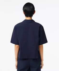 Lacoste Shirts & Tops-Oversized Short Sleeved Cotton Shirt