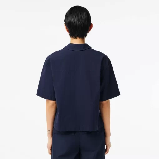 Lacoste Shirts & Tops-Oversized Short Sleeved Cotton Shirt