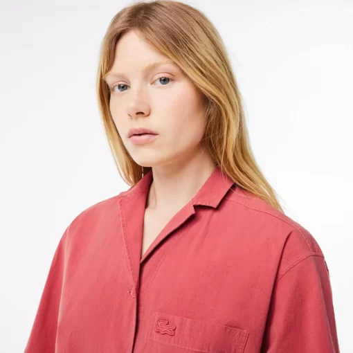 Lacoste Shirts & Tops-Oversized Short Sleeved Cotton Shirt