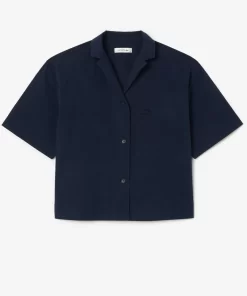 Lacoste Shirts & Tops-Oversized Short Sleeved Cotton Shirt