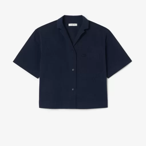 Lacoste Shirts & Tops-Oversized Short Sleeved Cotton Shirt