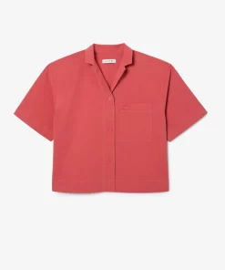 Lacoste Shirts & Tops-Oversized Short Sleeved Cotton Shirt