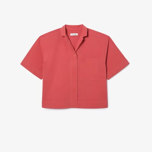 Lacoste Shirts & Tops-Oversized Short Sleeved Cotton Shirt