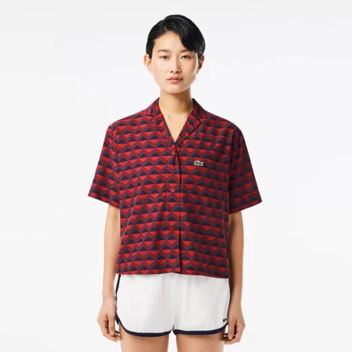 Lacoste Shirts & Tops-Oversized Short Sleeved Print Shirt