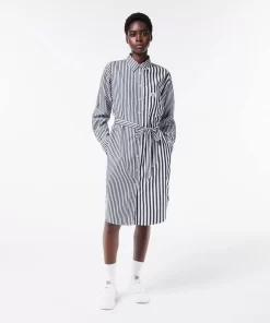 Lacoste Dresses & Skirts-Oversized Striped Cotton Poplin Shirt Dress