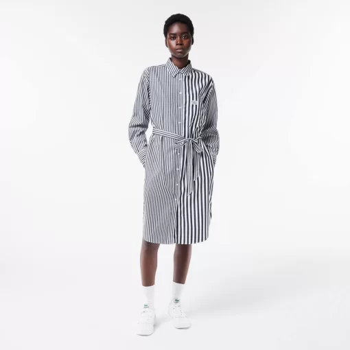 Lacoste Dresses & Skirts-Oversized Striped Cotton Poplin Shirt Dress