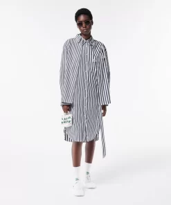 Lacoste Dresses & Skirts-Oversized Striped Cotton Poplin Shirt Dress