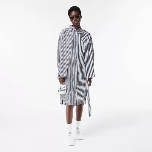 Lacoste Dresses & Skirts-Oversized Striped Cotton Poplin Shirt Dress