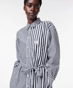 Lacoste Dresses & Skirts-Oversized Striped Cotton Poplin Shirt Dress