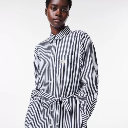 Lacoste Dresses & Skirts-Oversized Striped Cotton Poplin Shirt Dress