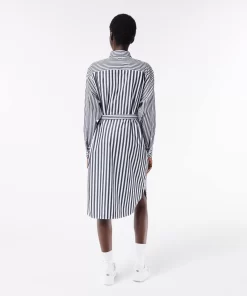 Lacoste Dresses & Skirts-Oversized Striped Cotton Poplin Shirt Dress