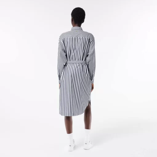 Lacoste Dresses & Skirts-Oversized Striped Cotton Poplin Shirt Dress