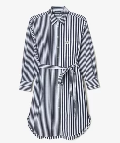 Lacoste Dresses & Skirts-Oversized Striped Cotton Poplin Shirt Dress