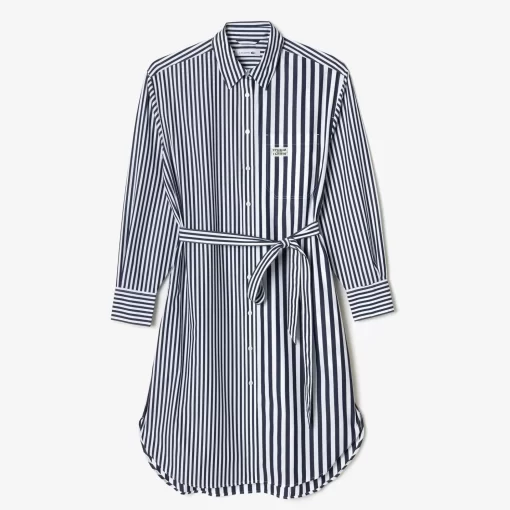 Lacoste Dresses & Skirts-Oversized Striped Cotton Poplin Shirt Dress