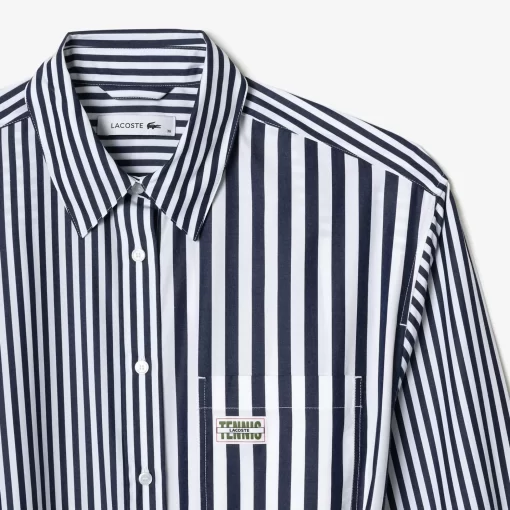 Lacoste Dresses & Skirts-Oversized Striped Cotton Poplin Shirt Dress