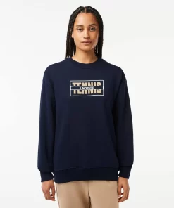 Lacoste Sweatshirts-Oversized Tennis Print Fleece Jogger Sweatshirt