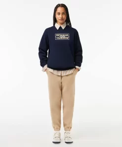 Lacoste Sweatshirts-Oversized Tennis Print Fleece Jogger Sweatshirt