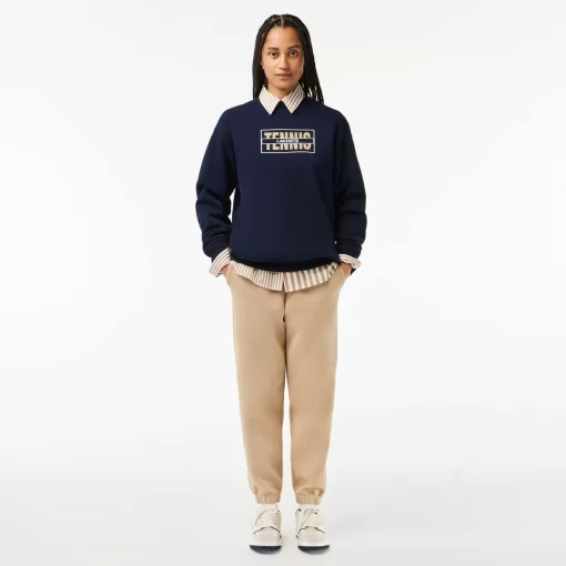 Lacoste Sweatshirts-Oversized Tennis Print Fleece Jogger Sweatshirt