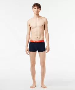 Lacoste Underwear & Lounge Wear-Pack Of 3 Navy Casual Trunks With Contrasting Waistband