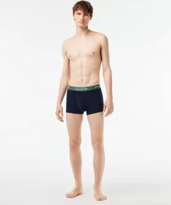 Lacoste Underwear & Lounge Wear-Pack Of 3 Navy Casual Trunks With Contrasting Waistband