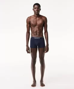 Lacoste Underwear & Lounge Wear-Pack Of 3 Navy Casual Trunks With Contrasting Waistband